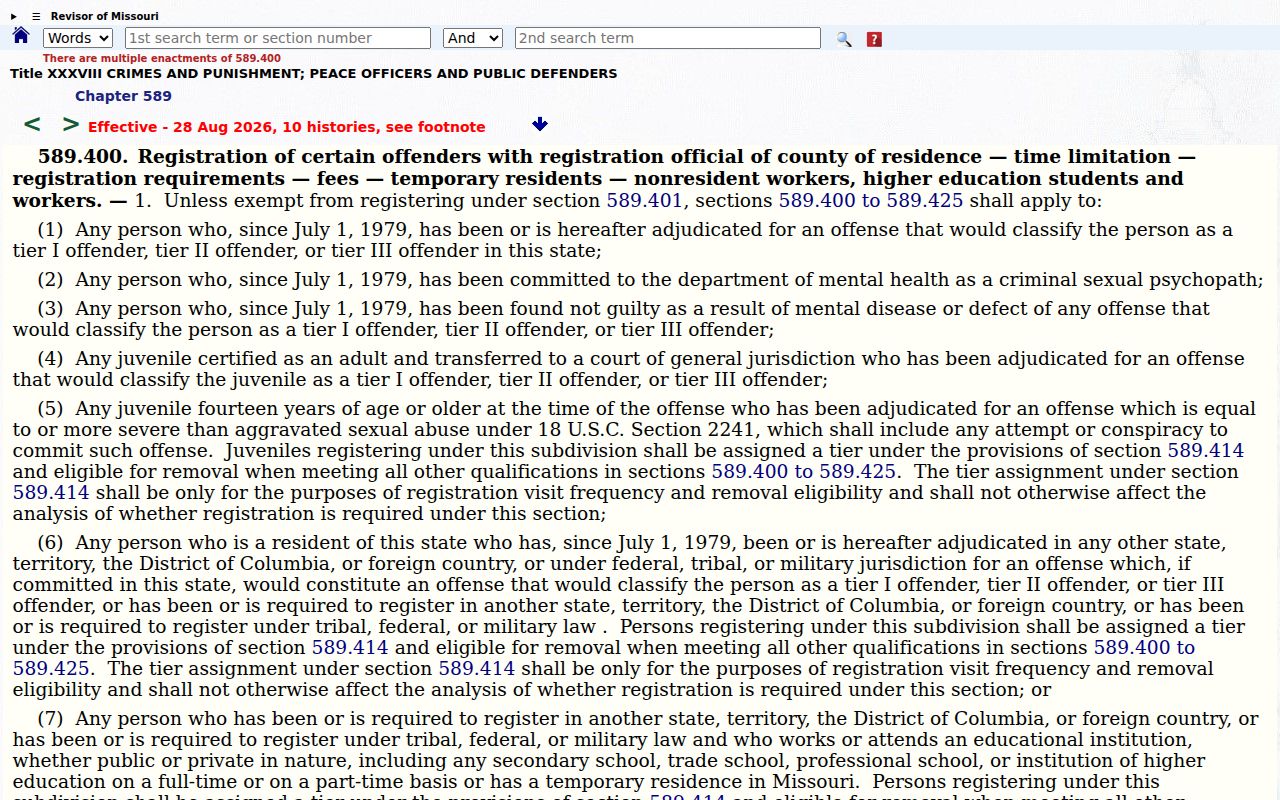 Monroe County sex offender registration applicability and duration statute