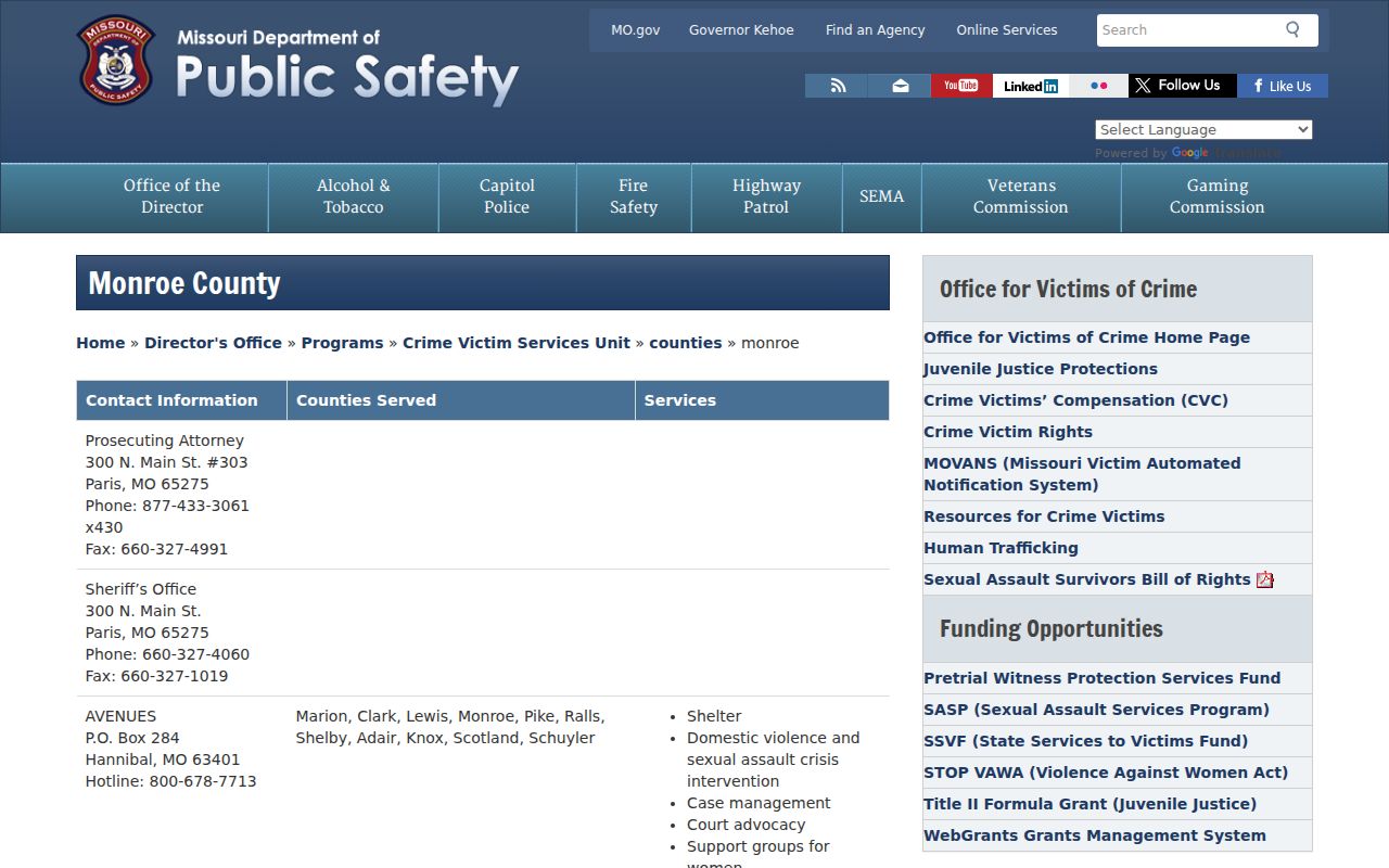 Monroe County criminal records sheriff and prosecutor directory