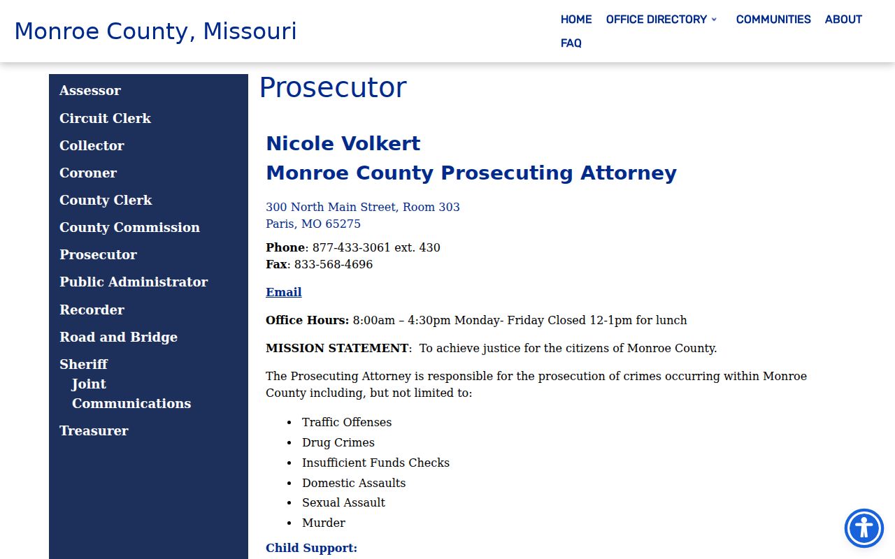 Monroe County criminal case prosecutor office information